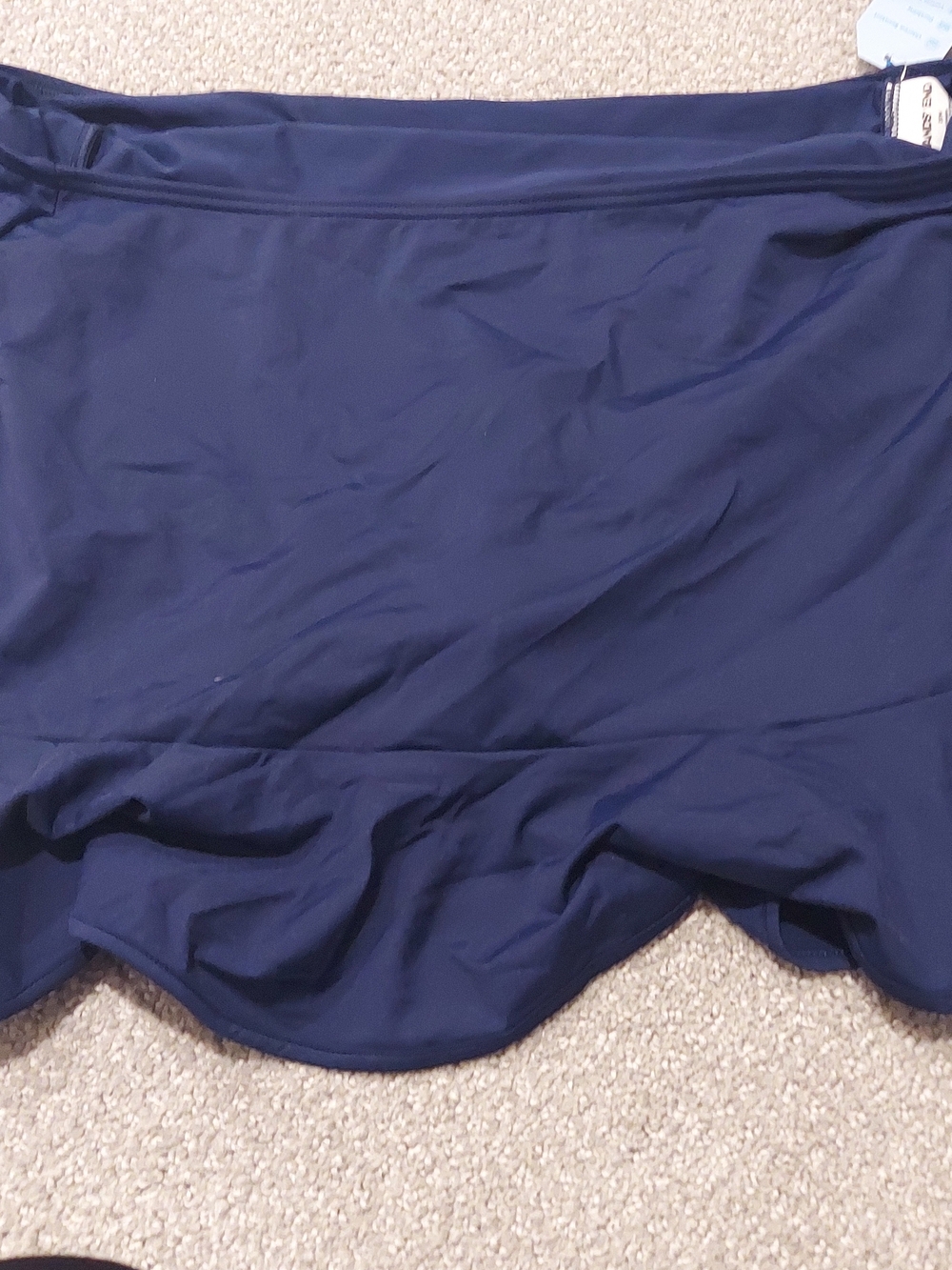 Lands' End Women's Navy Swim Skirt Coverup Ruffle Accent NWT